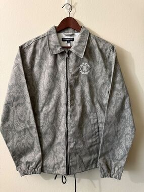 Crooks & Castles Men's S Gray Snake Print Full Zip Coach Jacket